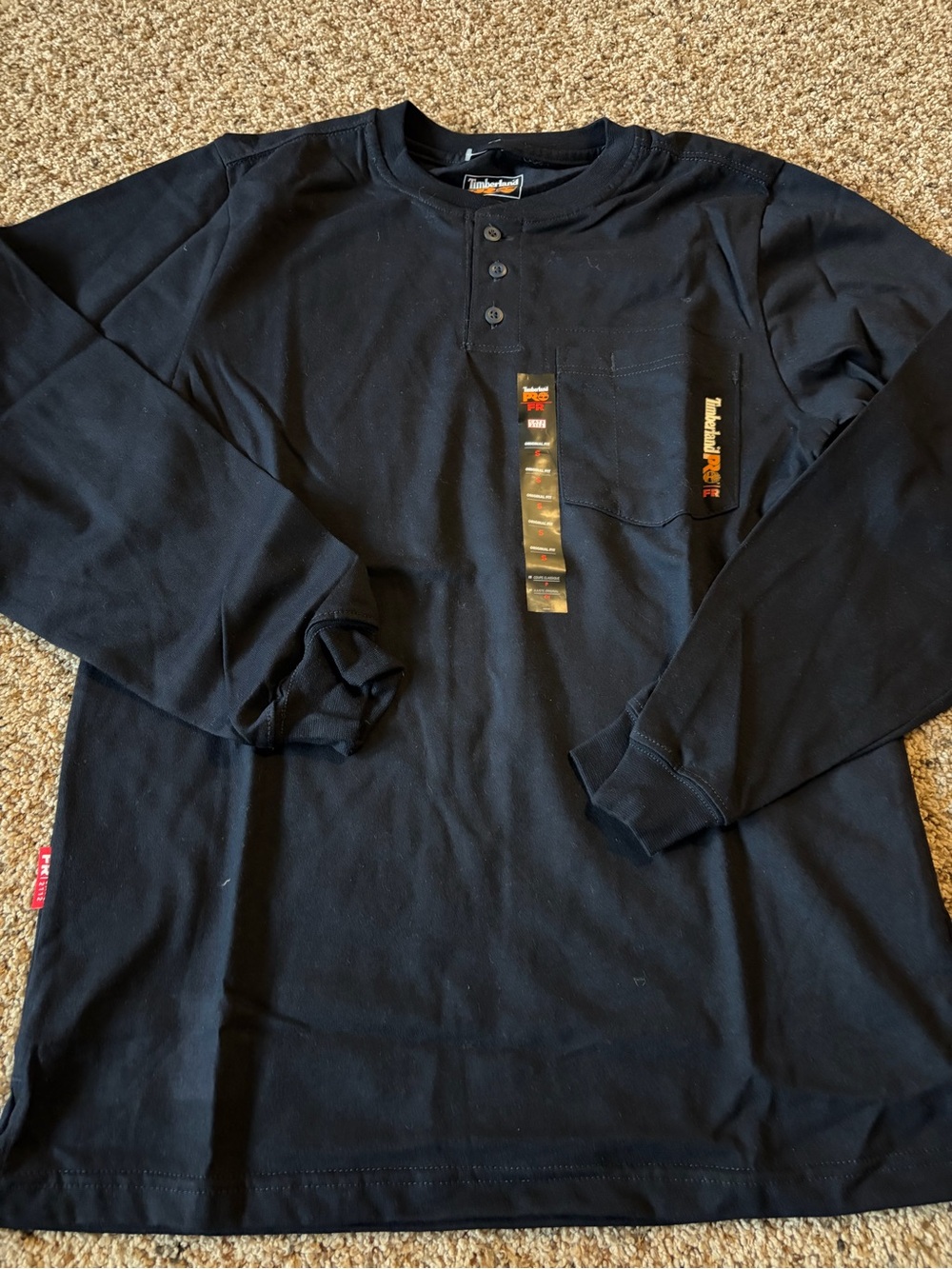 Timberland PRO Black Long-Sleeve Henley with Chest Pocket